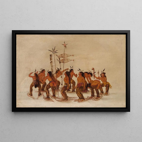 Danza con racchette sulla prima neve - George Catlin — quadro incorniciato alla parete