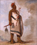 Tchong-tas-sáb-bee (Black Dog), capo osage – George Catlin — ritratto a figura intera di Black Dog con pipa e tomahawk