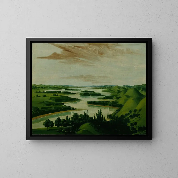 Vista dalla tomba di Floyd, 1300 miglia sopra Saint-Louis - George Catlin — quadro incorniciato alla parete