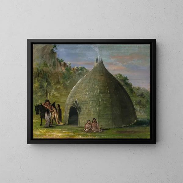 Lodge de Wichita couvert de prairie - George Catlin — quadro incorniciato alla parete