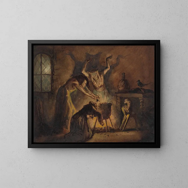 Scène di tre streghe di Macbeth - George Cattermole — quadro incorniciato alla parete
