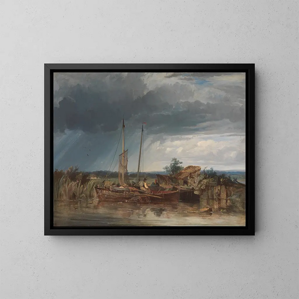 Due barche da pesca sulle rive delle acque interne - George Chambers — quadro incorniciato alla parete