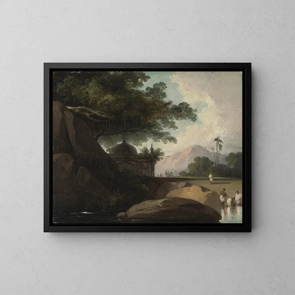 Paesaggio indiano con tempio - George Chinnery — quadro incorniciato alla parete