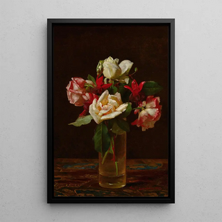 George Cochran Lambdin - Still Life with Roses and Fuchsia.webp