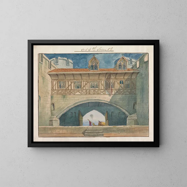 Decor per la rappresentazione di Richard II di Charles Kean al Princess's Theatre il 12 marzo 1857, atto 5, scena 1 - George Cressal Ellis — quadro incorniciato alla parete