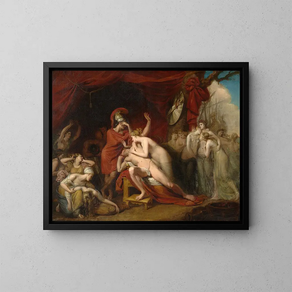 Achille, folle di dolore per la perdita di Patroclo, respinge la consolazione di Teti - George Dawe — quadro incorniciato alla parete
