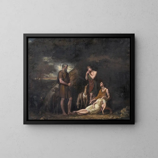 Imogène trovato nella grotta di Bélarius - George Dawe — quadro incorniciato alla parete