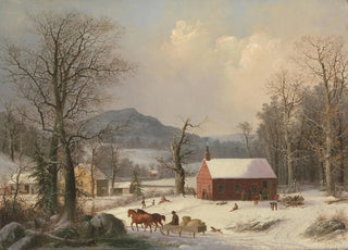 George Henry Durrie - Red School House Country Scene.webp
