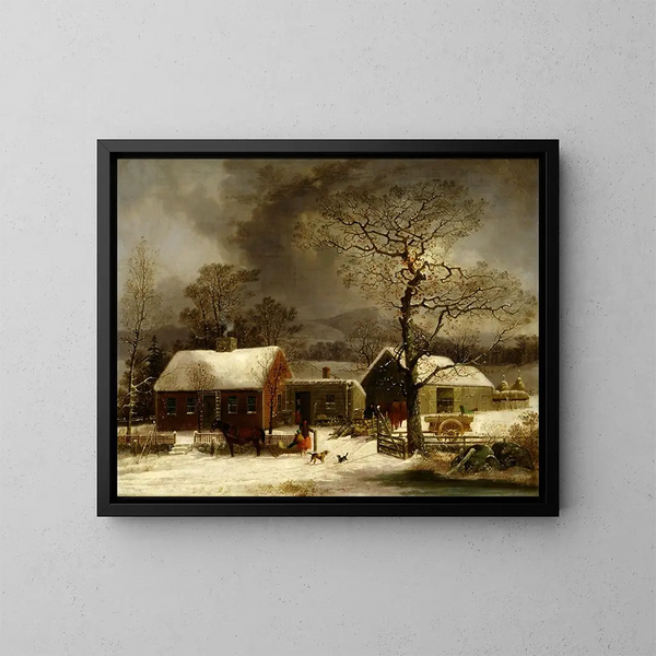 Scène d'hiver à New Haven, Connecticut - George Henry Durrie — quadro incorniciato alla parete