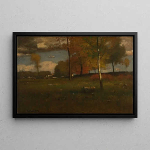 vicino al villaggio in ottobre - George Inness — quadro incorniciato alla parete