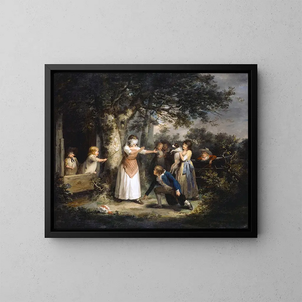 Il gioco della sciarpa - George Morland — quadro incorniciato alla parete