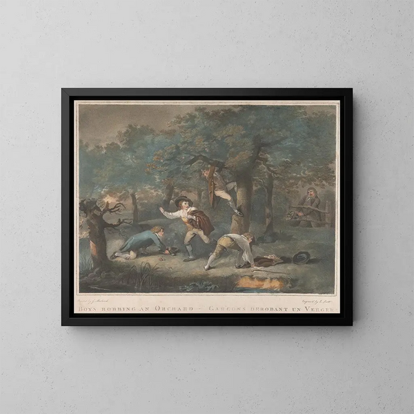Dei ragazzi che volano un frutteto - George Morland — quadro incorniciato alla parete