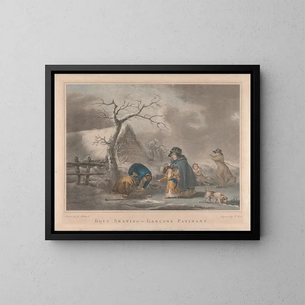 Ragazzi con pattini - George Morland — quadro incorniciato alla parete
