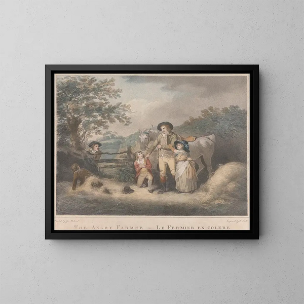Il contadino arrabbiato - George Morland — quadro incorniciato alla parete