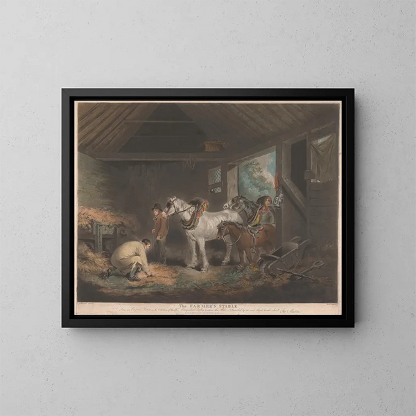 L'Étable des fermiers - George Morland — quadro incorniciato alla parete