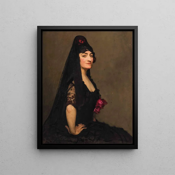 George Spencer Watson - Portrait of Marcelle Azra Hincks Countess Morphy wearing a Spanish mantilla.webp