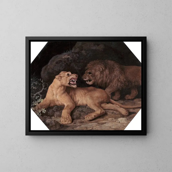 Leone e leonessa - George Stubbs — quadro incorniciato alla parete
