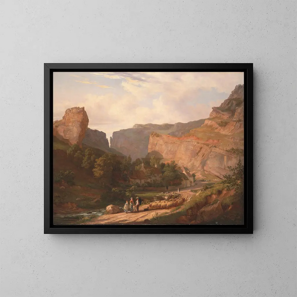 Una vista del baratro di Cheddar - George Vincent — quadro incorniciato alla parete