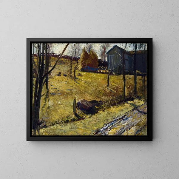 Meules di fieno e granaio - George Wesley Bellows — quadro incorniciato alla parete