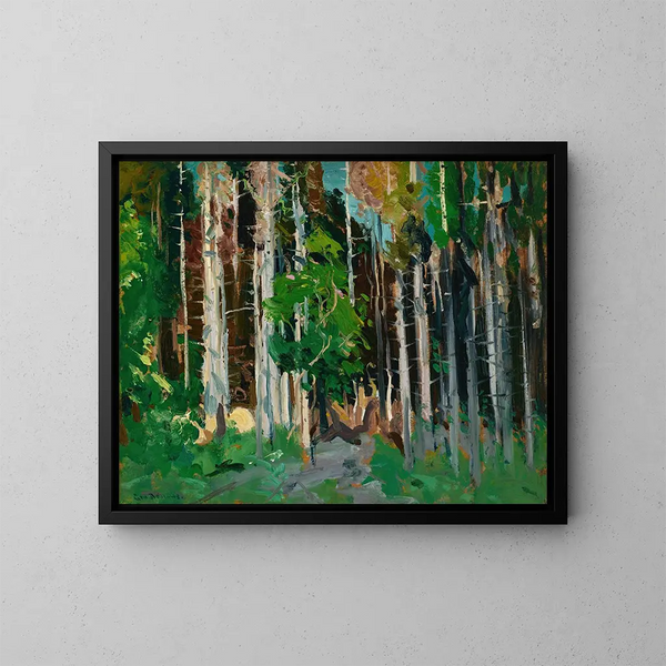 Attraverso gli alberi, isola Monhegan, Maine - George Wesley Bellows — quadro incorniciato alla parete