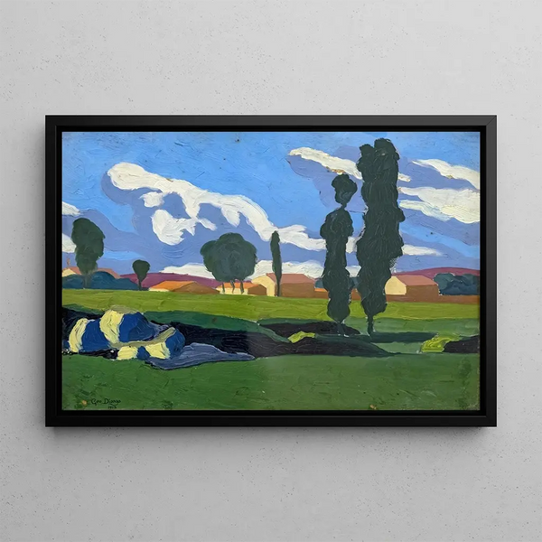 Paesaggio di pioppi - Georges Gaudion — quadro incorniciato alla parete