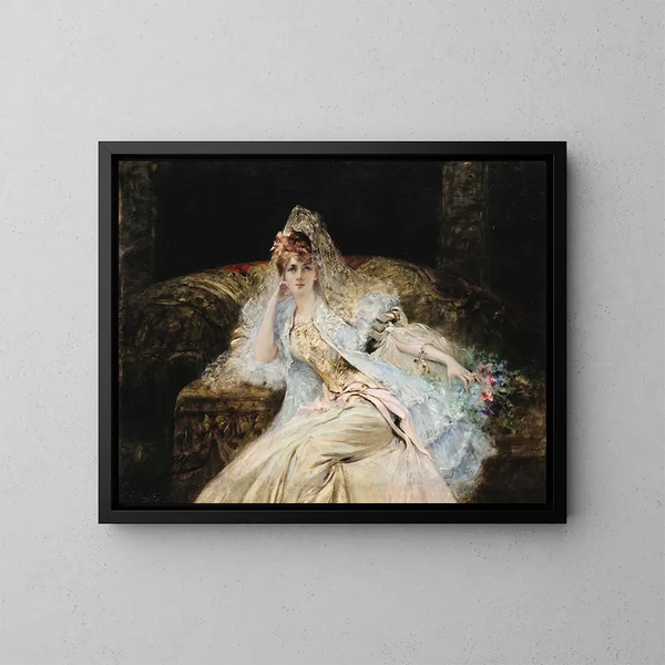 Dame à la mantille - Georges Jules Victor Clairin — quadro incorniciato alla parete