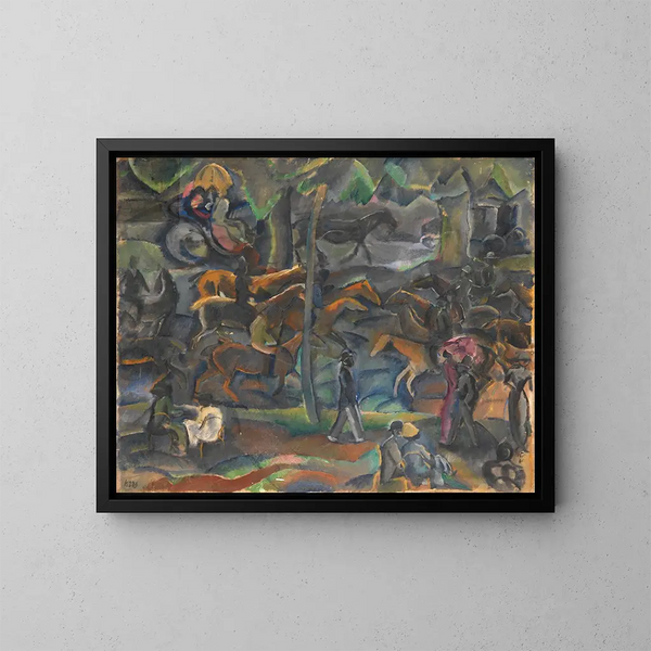 Cavalieri e passeggiatori nel parco - Georges Kars — quadro incorniciato alla parete