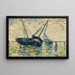 Tre barche e un marinaio studio per L'affondamento di Grandcamp - Georges Seurat — quadro incorniciato alla parete