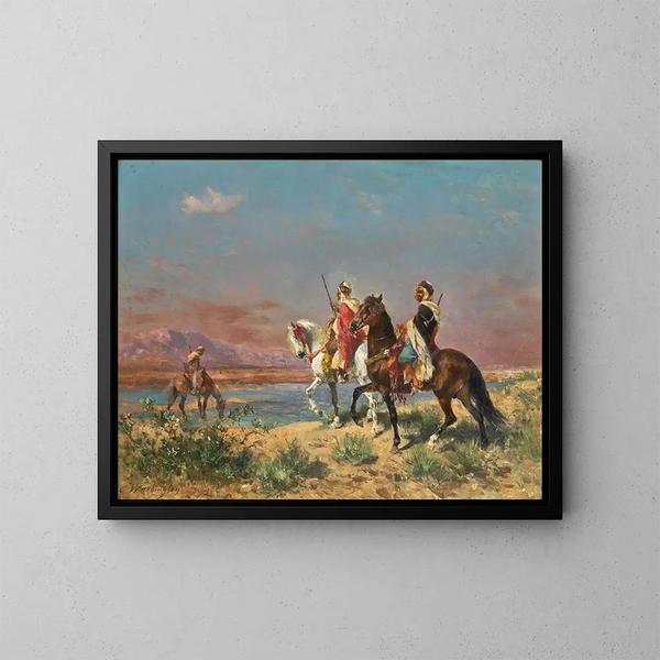 Cavalieri in un paesaggio - Georges Washington — quadro incorniciato alla parete