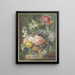 Mazzo di fiori in un vaso con un nido di uccello - Georgius Jacobus Johannes van Os — quadro incorniciato alla parete