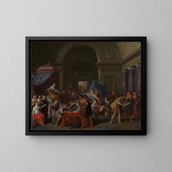 Enea presso la regina Didone - Gerard Hoet — quadro incorniciato alla parete