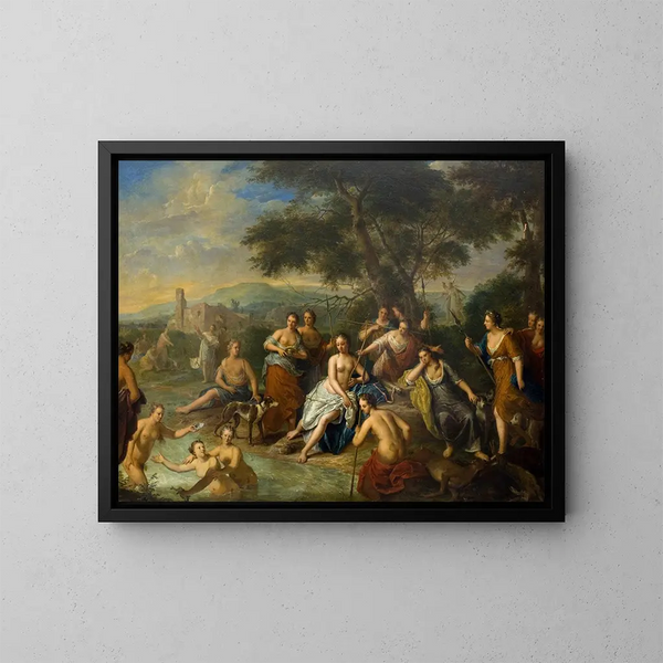 Diane e le sue ninfe - Gerard Hoet — quadro incorniciato alla parete