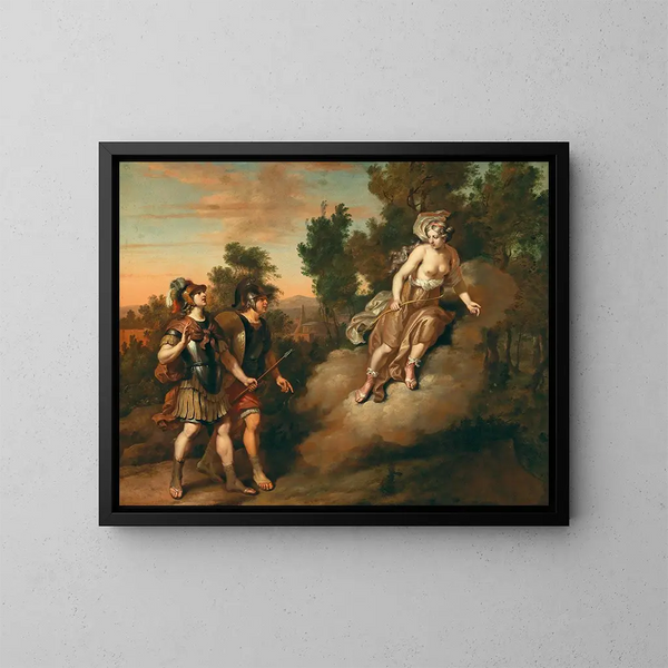 La dea Diana che appare davanti a due soldati - Gerard Hoet — quadro incorniciato alla parete
