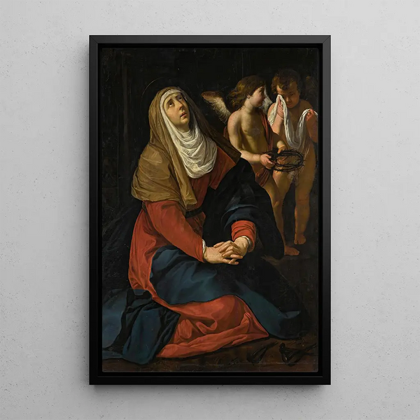 Gerard Seghers - The Virgin In Prayer At The Foot Of The Cross With Crying Angels.webp