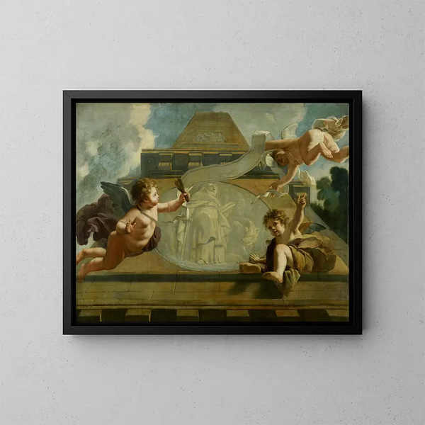 Sant'Antonio l'Eremita, rappresentazione allegorica delle cure ai lebbrosi e agli innocenti - Gerard de Lairesse — quadro incorniciato alla parete