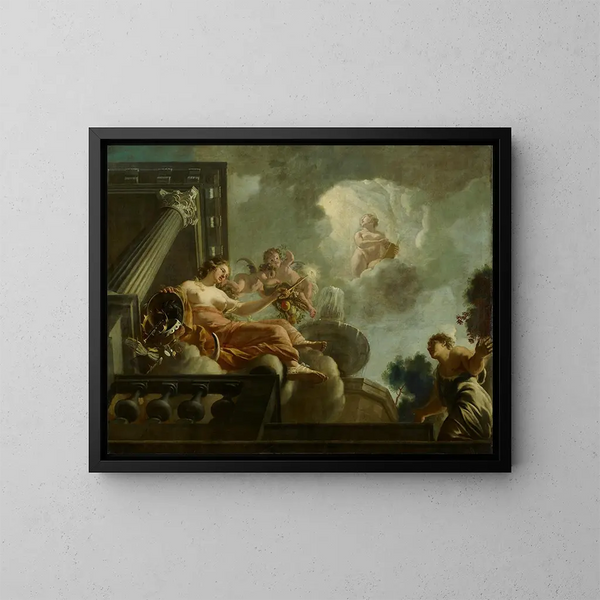 La religione favorisce l'abbondanza. Rappresentazione allegorica delle cure ai lebbrosi e agli innocenti. - Gerard de Lairesse — quadro incorniciato alla parete