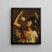 Un giovane uomo che tiene una candela accesa e una bottiglia di formaggio scamorza accanto a lui - Gerard van Honthorst — quadro incorniciato alla parete