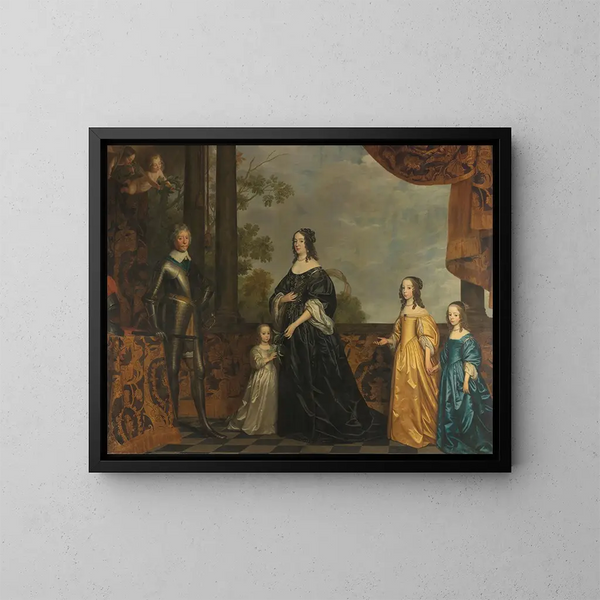 Frédéric Henri, sua moglie Amélie de Solms e le loro tre figlie più giovani - Gerard van Honthorst — quadro incorniciato alla parete