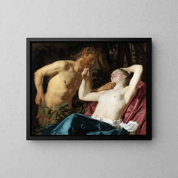 Satira e Ninfa - Gerard van Honthorst — quadro incorniciato alla parete