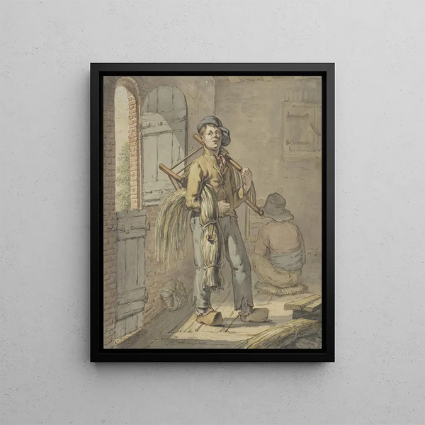 Gerardus Laurentius Keultjes - Stoelenmatters in een schuur aan het werk.webp