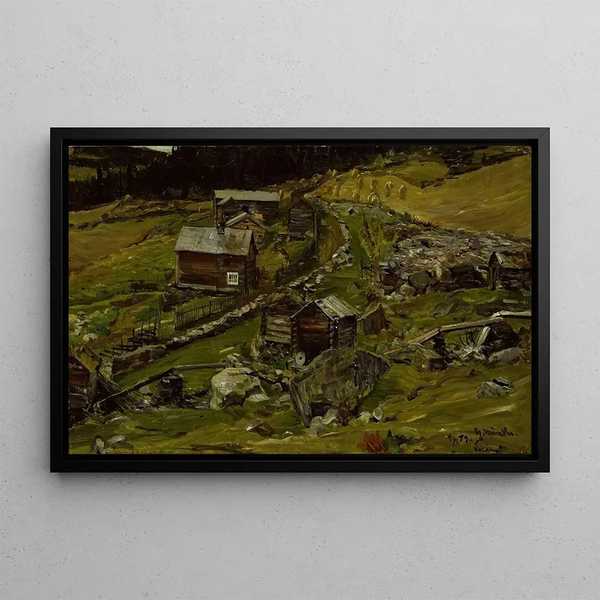 Ferme dans le Valdres - Gerhard Munthe — quadro incorniciato alla parete
