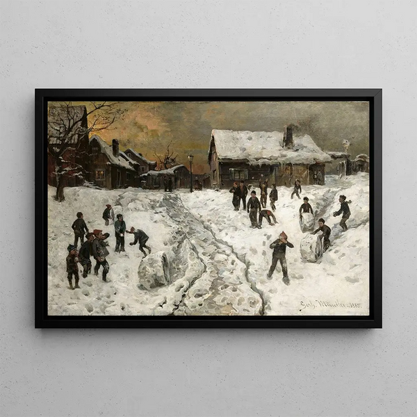 Lancer de boules de neige - Gerhard Munthe — quadro incorniciato alla parete