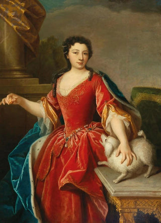 German School - Portrait Of A Noblewoman In An Ermine Cloak With A Dog.webp