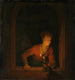 Ragazza con una lampada ad olio a una finestra - Gerrit Dou — vista dell’opera