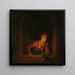 Ragazza con una lampada ad olio a una finestra - Gerrit Dou — quadro incorniciato alla parete