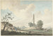 Paesaggio vicino alle dune con una colonnina chilometrica e due passeggiatori - Gerrit Toorenburgh — vista dell’opera