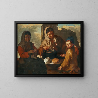 Giacomo Francesco Cipper - A girl knitting and a woman feeding a child.webp
