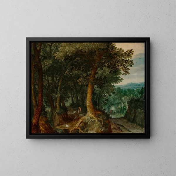 Un berger dans un paysage boisé - Gillis van Coninxloo — quadro incorniciato alla parete
