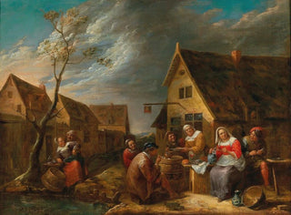 Gillis van Tilborgh - A Merry Company Of Peasants In Front Of A Tavern.webp