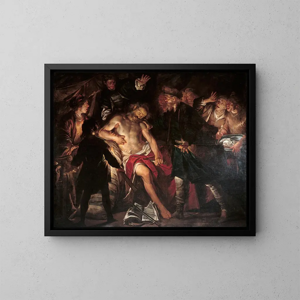 La morte di Catone - Gioacchino Assereto — quadro incorniciato alla parete